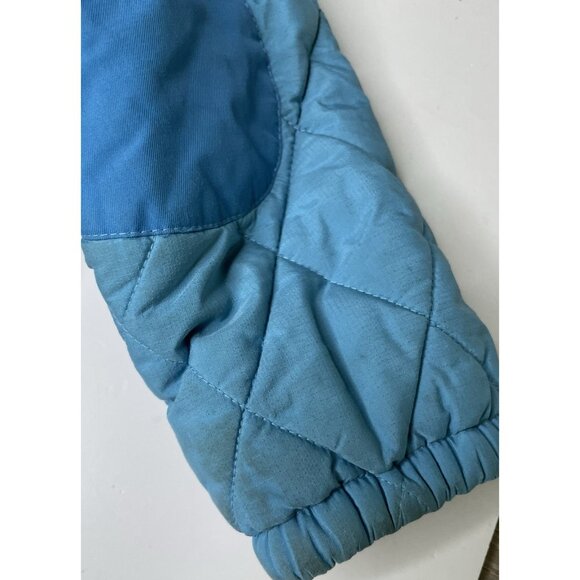 PATAGONIA BLUE DOWN FILL HOODED PUFFER PUFFY KIDS JACKET 3T QUILT ELBOW PATCH - Picture 9 of 12